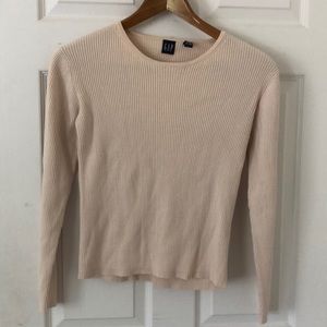 Cream Ribbed Sweater Long Sleeve